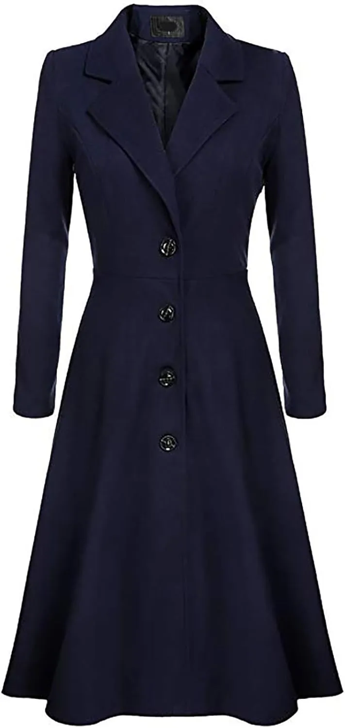 2023 Women Swing Double Breasted Pea Coat Winter Fashion Woolen Coats Trendy Casual Long Overcoat Plus Size Suit Jacket