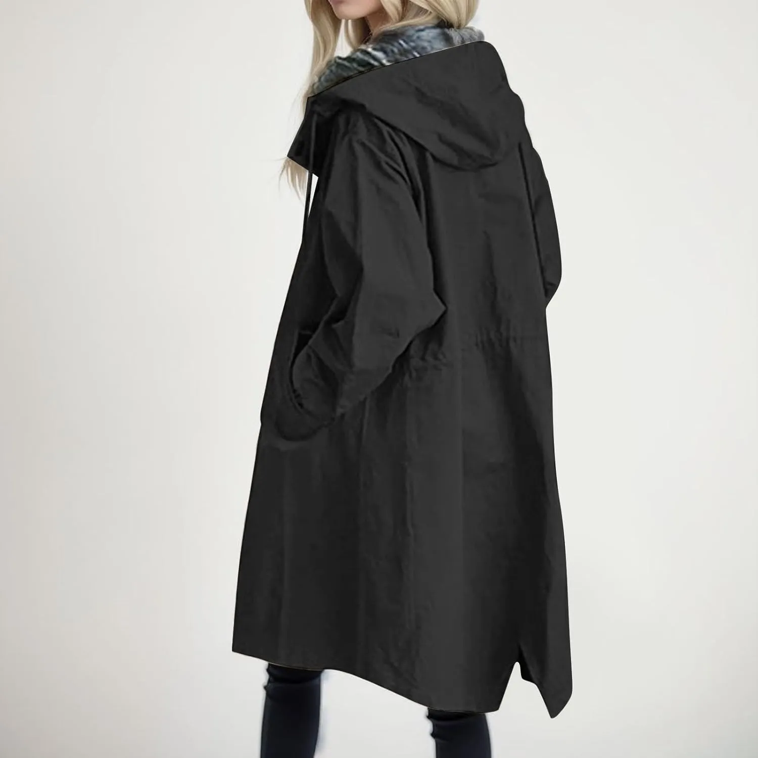 2024 Women's Trench Coat Long Double-Breasted Spring Fashion Windbreaker Jackets Cute Classic Lapel Slim Overcoat Outerwear