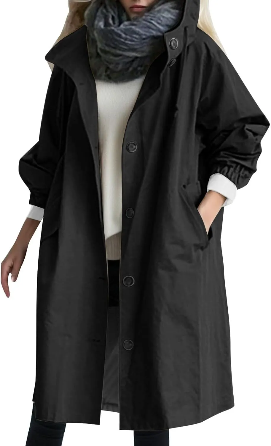 2024 Women's Trench Coat Long Double-Breasted Spring Fashion Windbreaker Jackets Cute Classic Lapel Slim Overcoat Outerwear