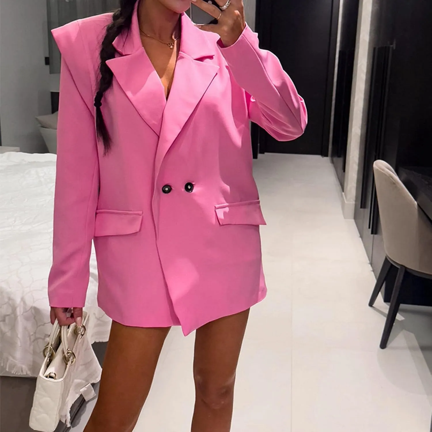 Blazer for Women Button Long Sleeve Pocket Lapel Elegant Trendy Comfortable Comfort Fit Fashion Suit Jackets