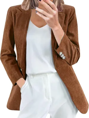 Blazer for Women Long Sleeve Lapel Tighten Waist Mid-Length Style Elegant Trendy Elegant Soft Comfy Dressy Work Suit