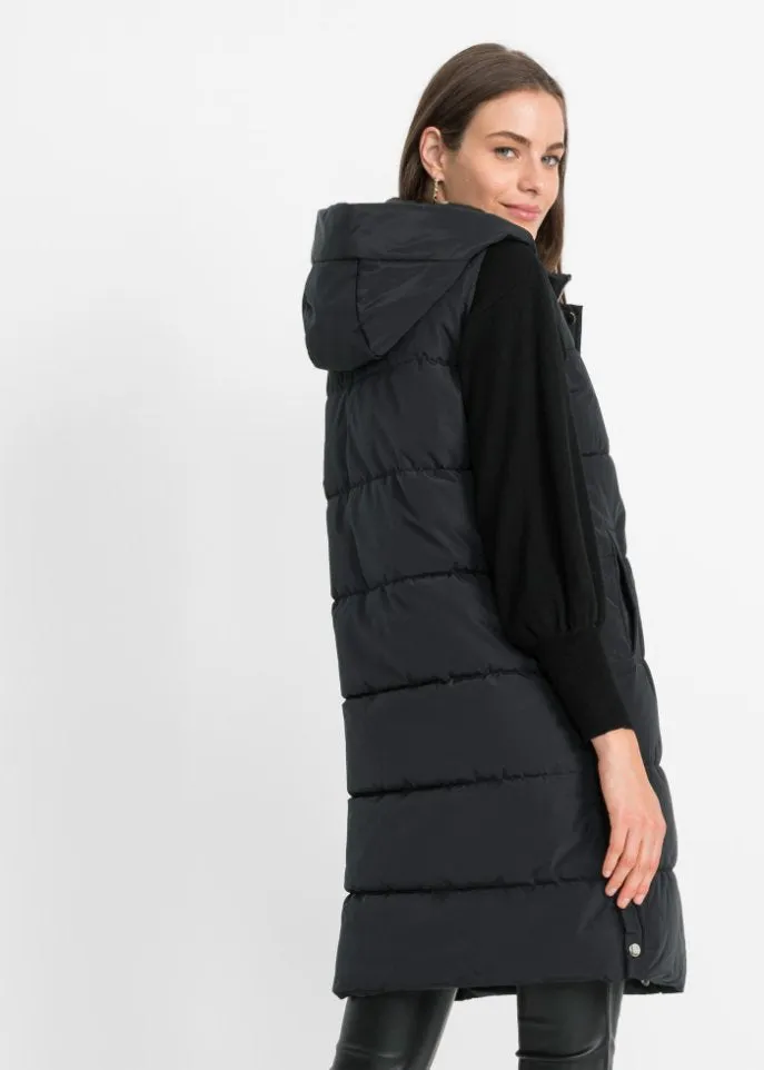 Bodyflirt Quilted Vest with Hood, Black