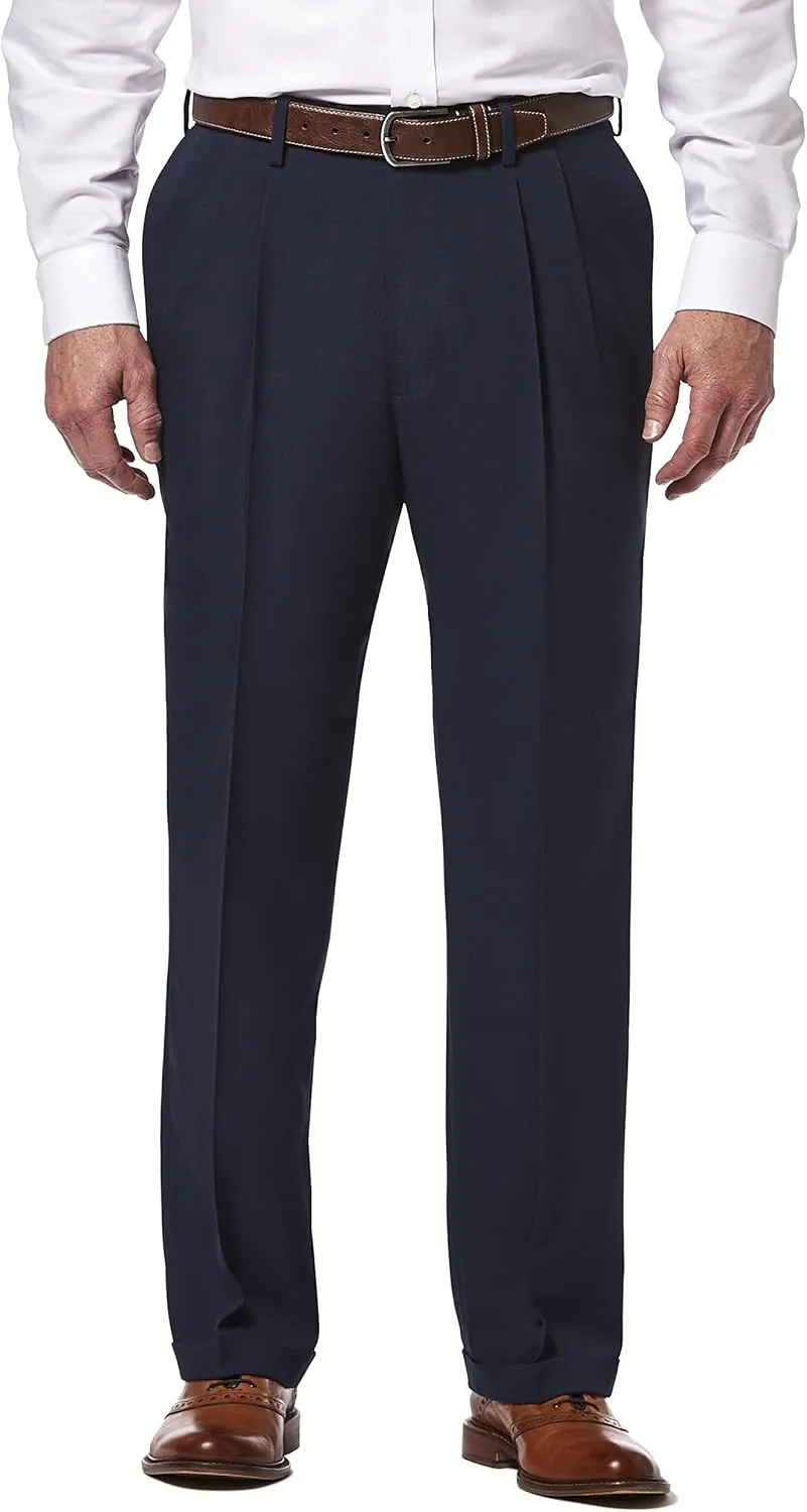 Haggar Men's E-CLO Repreve Stria Pleat Front Dress Pant