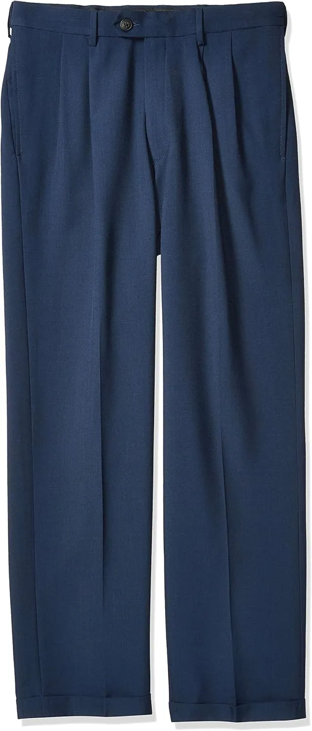 Haggar Men's E-CLO Repreve Stria Pleat Front Dress Pant