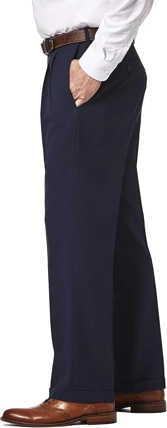 Haggar Men's E-CLO Repreve Stria Pleat Front Dress Pant