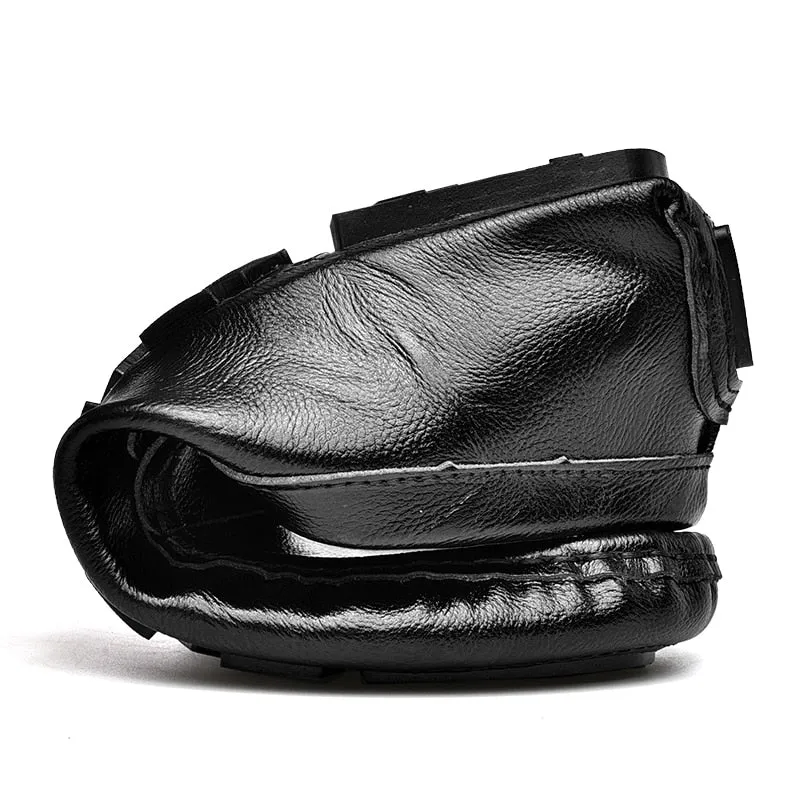 Hnzxzm Brand Leather Men's Shoes Loafers Slip-On Dress Shoes Men's Moccasin High Quality Black Outdoor Fashion Soft Sole Casual Shoes