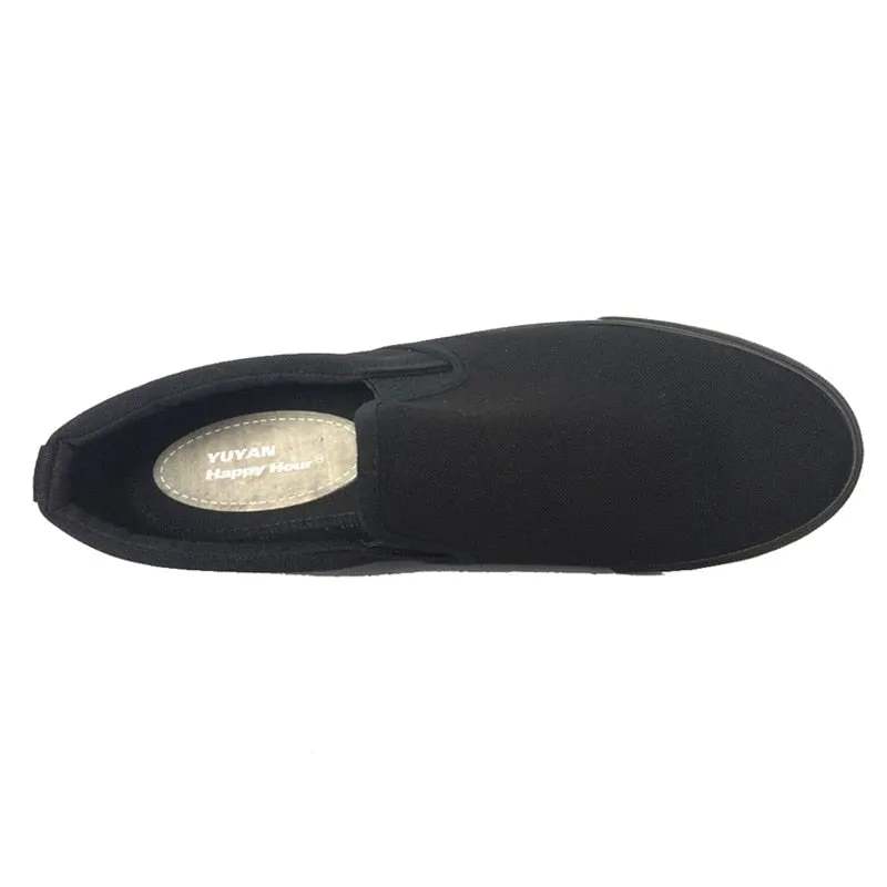 Hnzxzm New Spring Summer Women Sneakers Loafers Shoes Breathable Women Canvas Shoes Brand Soft Thick Sole Black White Footwear T168