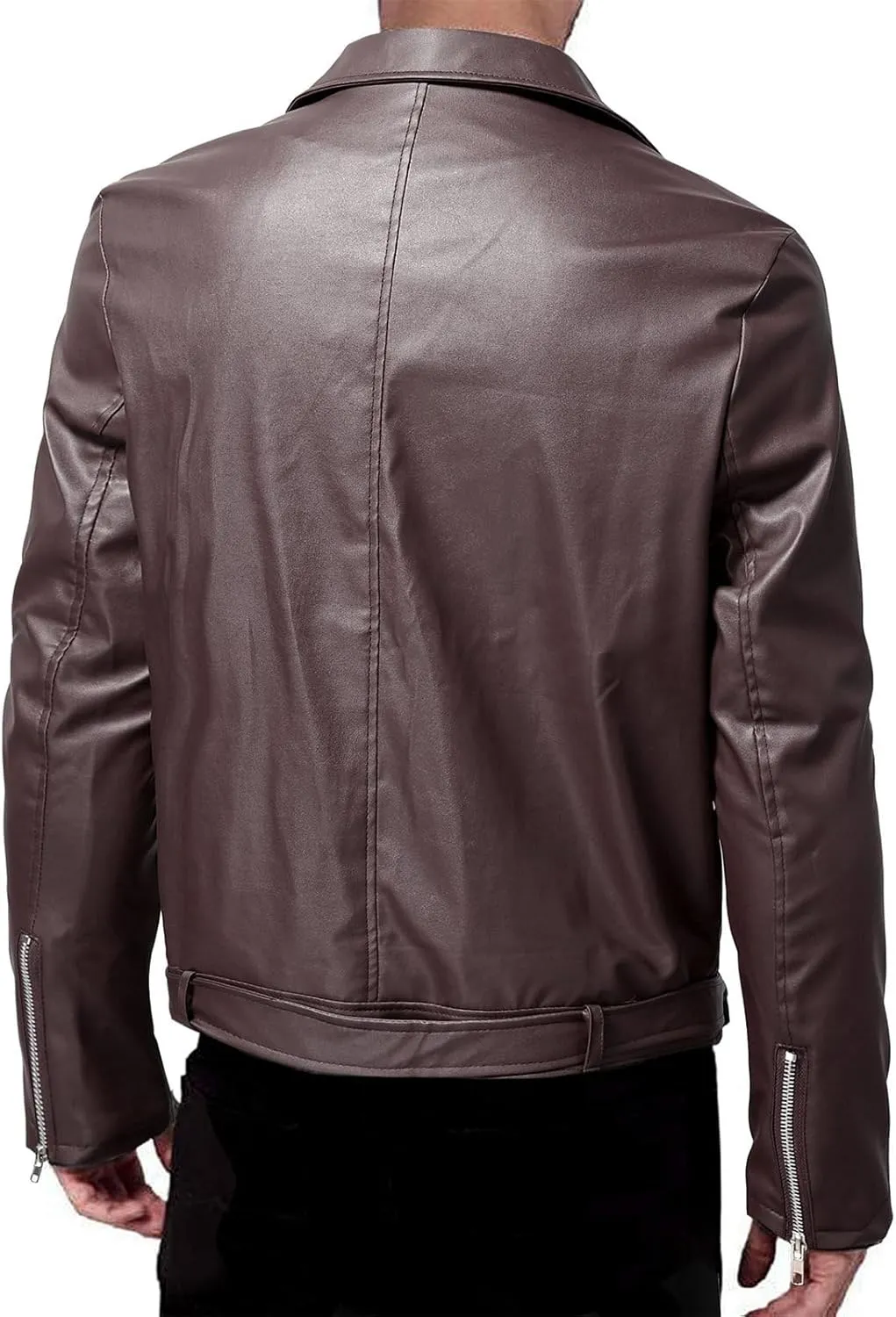 JEsilunmaMY Mens Solid Color Casual Leather Jacket Asymmetric Zip Suit Collar Bomber Coat Fashion Slim Moto Biker Outwear