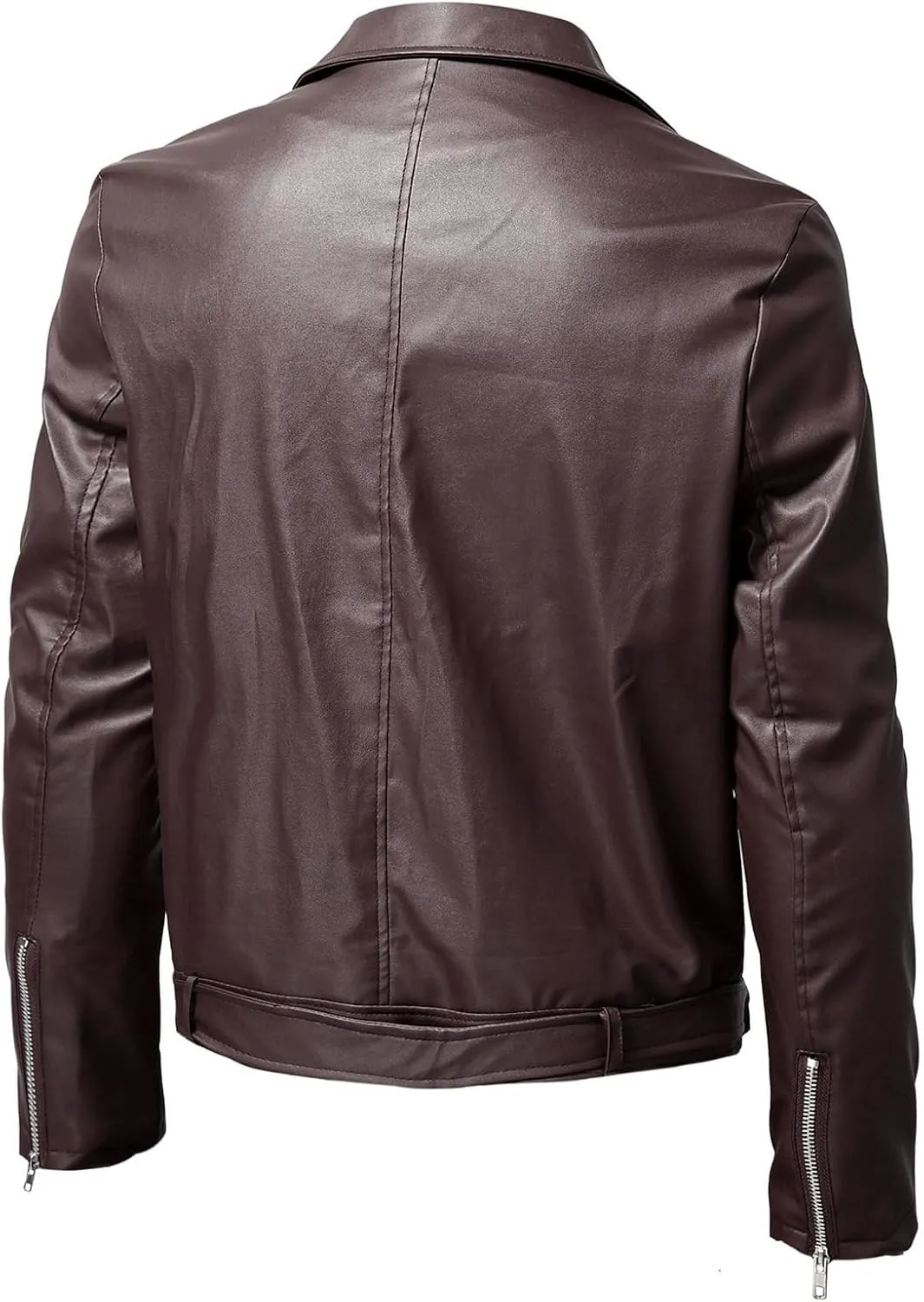 JEsilunmaMY Mens Solid Color Casual Leather Jacket Asymmetric Zip Suit Collar Bomber Coat Fashion Slim Moto Biker Outwear