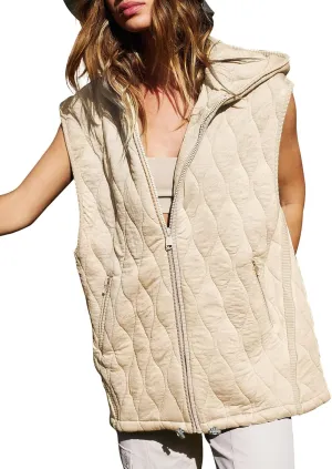 Kedera Women's Oversized Puffer Vests Sleeveless Fall Jacket Hooded Vest 2024 Casual Warm Winter Coats Trendy Outerwear