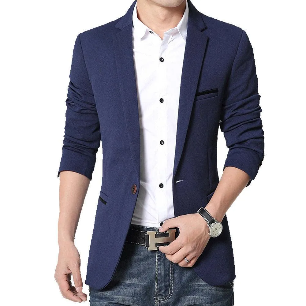 Mens Casual Blazers Autumn Fashion Slim Suit
