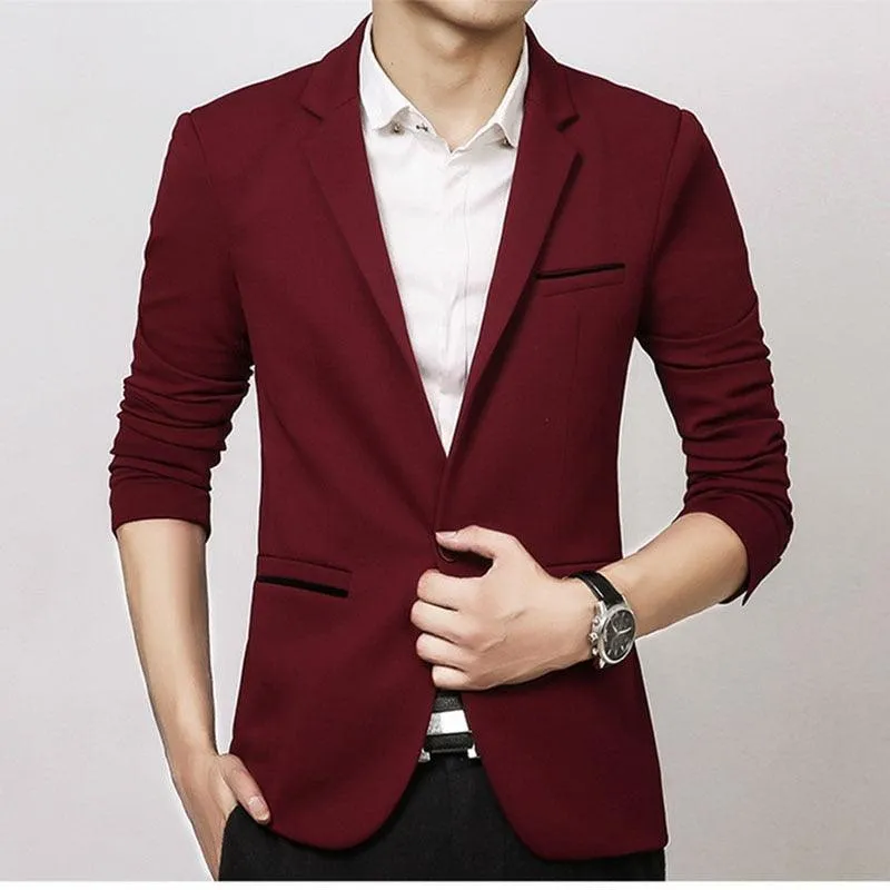 Mens Casual Blazers Autumn Fashion Slim Suit