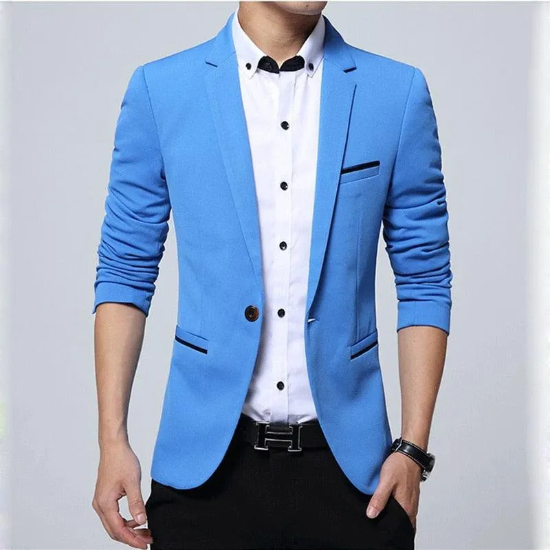 Mens Casual Blazers Autumn Fashion Slim Suit