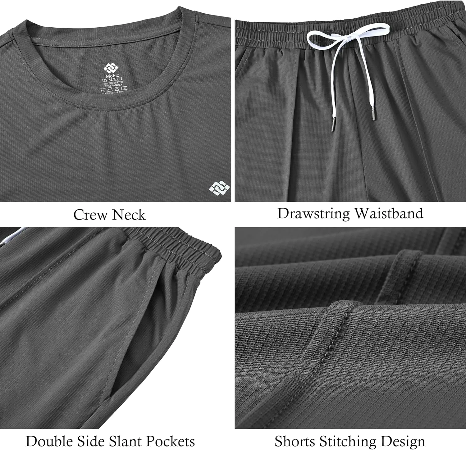 MoFiz Mens Tracksuits 2 Piece Short Set Outfits Cozy Lightweight Sweatsuits Active Running Sports Casual Sets