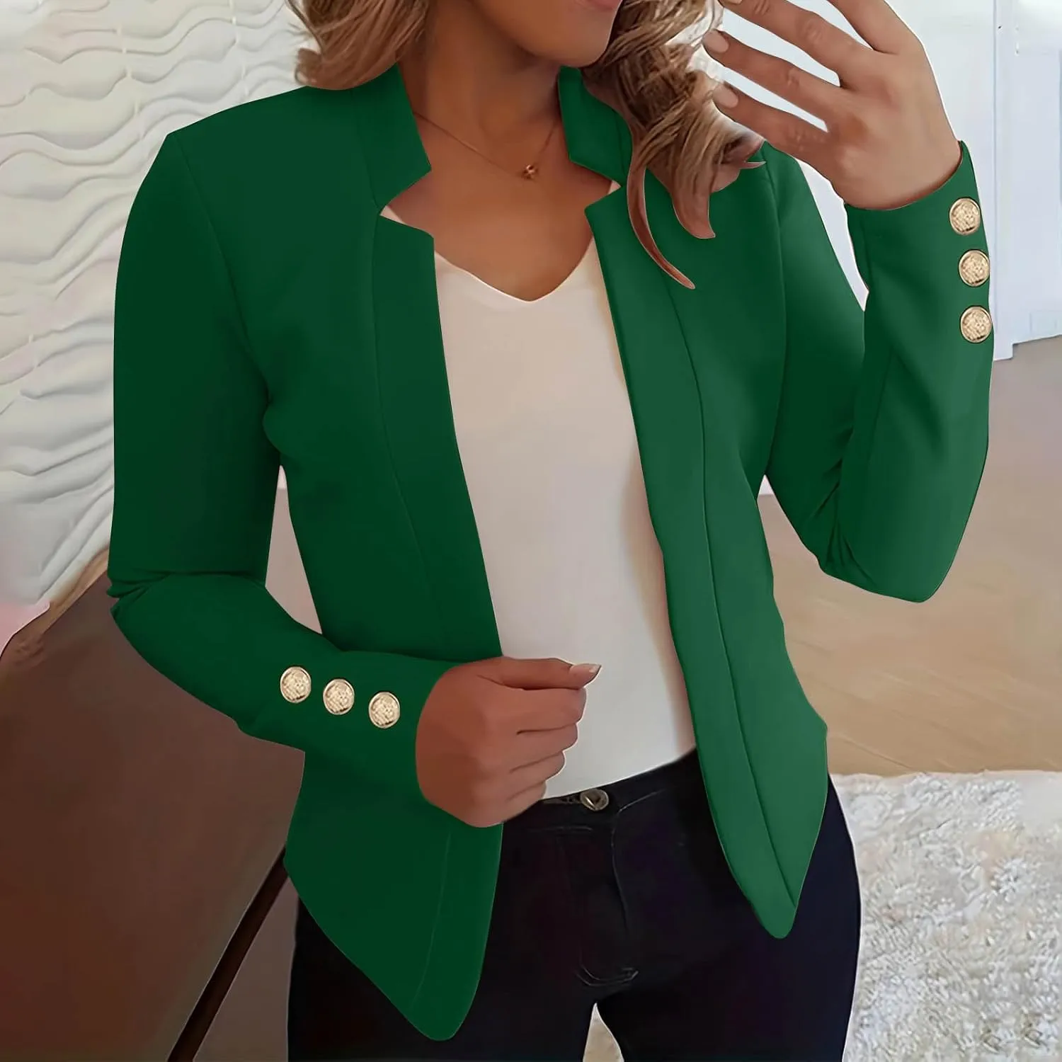 Women Blazers Slim Fit Cropped Blazer Open Front Cardigan Work Shawl Suit Jacket Business Casual Lightweight Suit