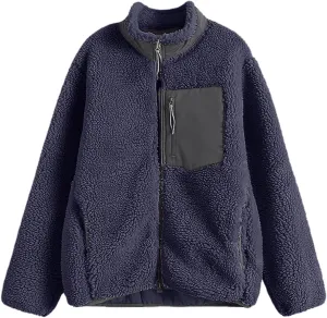 Women Fashion Casual Zipper Loose Windproof Pocket Stand Collar Warm Coat Top Women Fleece Jacket without Hood