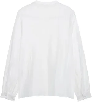 Women Vintage V Neck Single Breasted Pleated Long Sleeve Blouse Fashion Ruffled Work Top