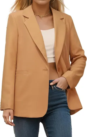 Womens Open Front Blazers Long Sleeve Casual Button Work Office Blazer Jacket Dressy Business Outfits