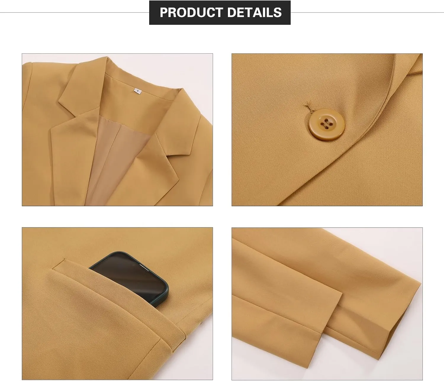 Womens Open Front Blazers Long Sleeve Casual Button Work Office Blazer Jacket Dressy Business Outfits