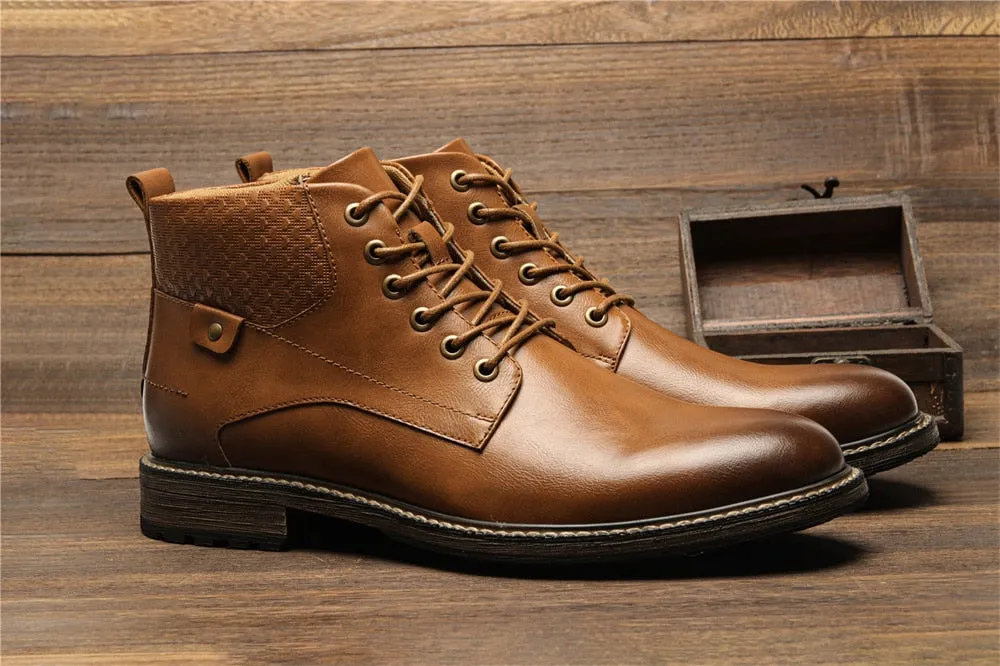 Yeknu Men Boots Fashion Brand Comfortable Boots Leather #Al657